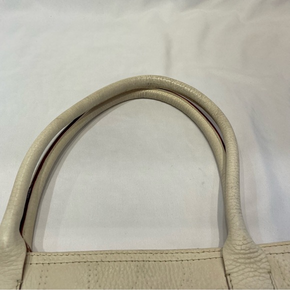 Vintage Luxury Kate Spade White Leather Dot Noel Tote Green Interior Old Money - Picture 11 of 16